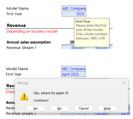 Input Sheet with Data Validation